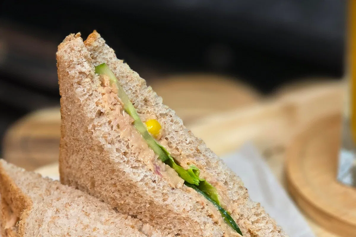 Wholegrain bread served with a simple savoury filling.
